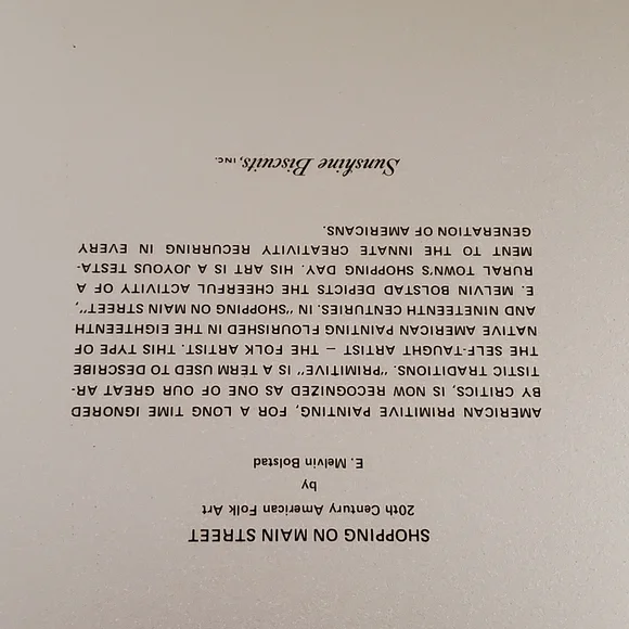 Vintage Sunshine Biscuits Tin Tray Plate Shopping on Main Street Melvin Bolstad - Picture 6 of 15